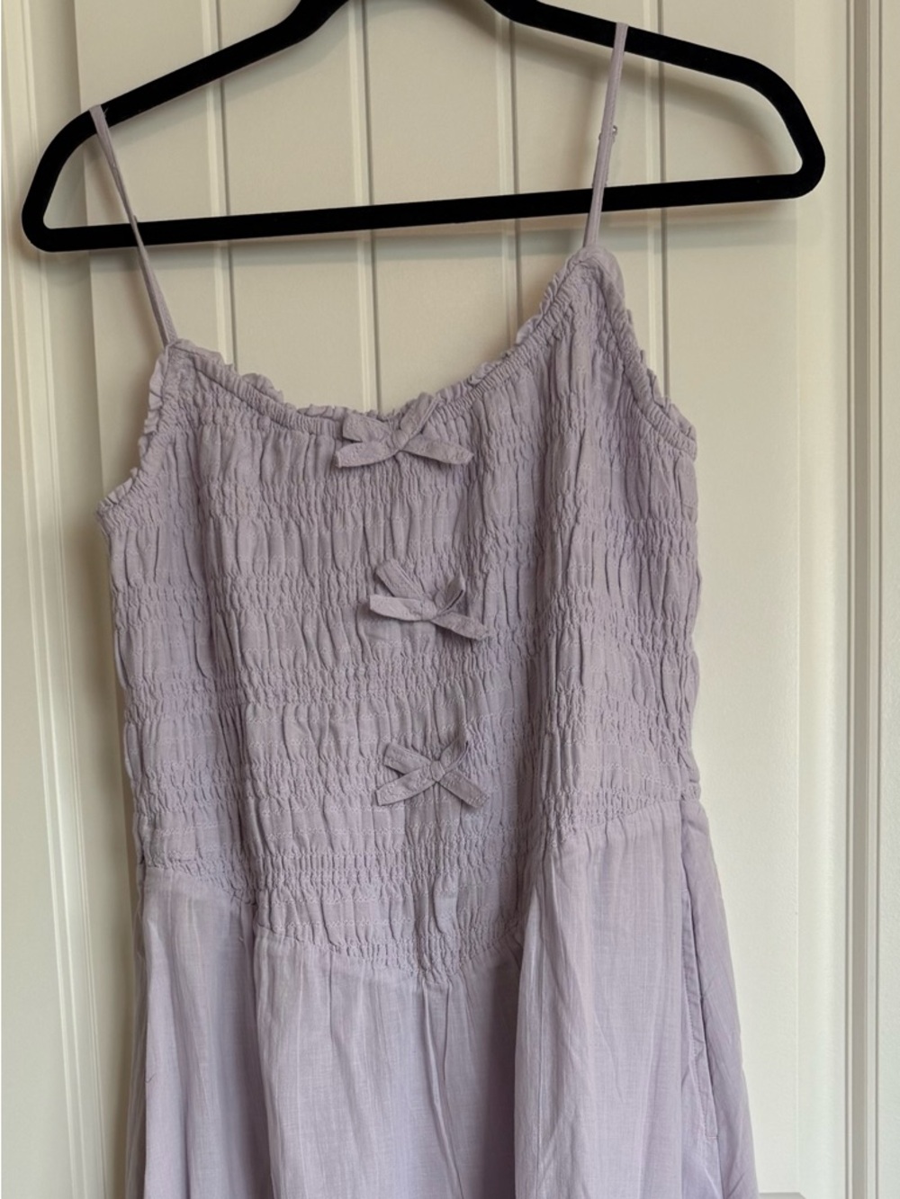 American Eagle Bella Bow Midi Dress Lavender Spaghetti Strap Cotton Lined Sz M